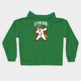 St Patricks Day Girls Dabbing Unicorn Leprechaun Lepricorn Kids Hoodie